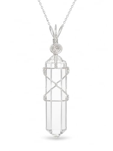 CLEAR QUARTZ Point Wire Wrapped Pendant Necklace - Image 2