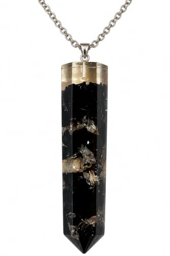 Tourmaline Quartz Crystal Chip Resin Pendant Necklace - Image 2