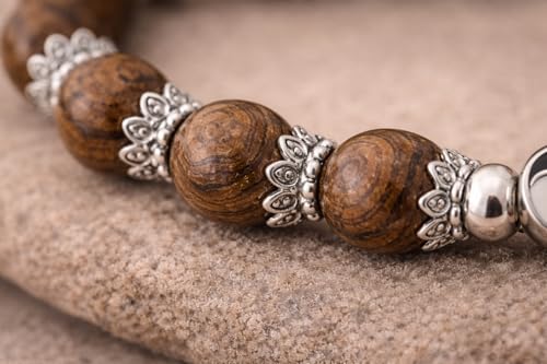 Natural Woodgrain Lotus Pendant Bracelet - Image 6