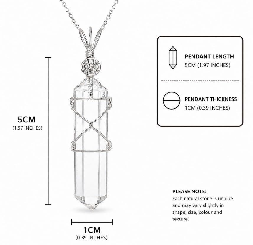 CLEAR QUARTZ Point Wire Wrapped Pendant Necklace - Image 5