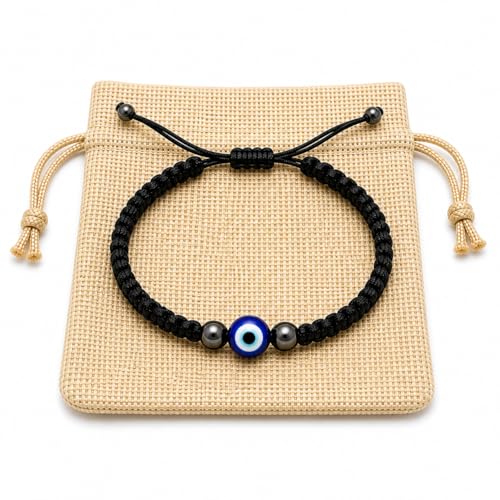 Braided Black Cord Evil Eye Nazar Adjustable Bracelet - Image 2