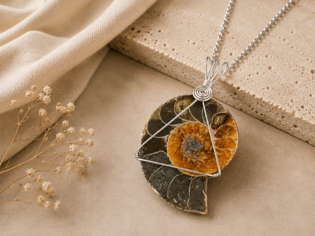 Natural Ammonite Fossil Pendant Necklace