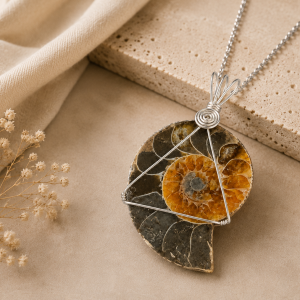 Natural Ammonite Fossil Pendant Necklace