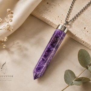 Amethyst Crystal Chip Resin Pendant Necklace