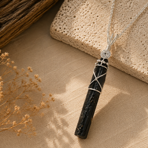 Raw Aegirine Wire Wrapped Pendant Necklace